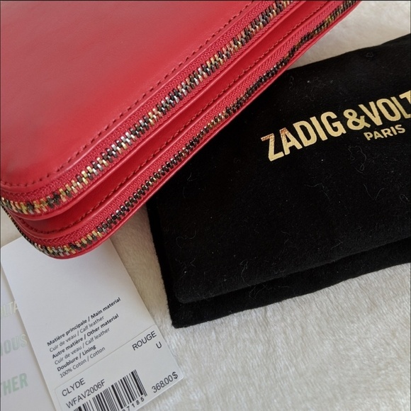 Zadig & Voltaire Red Leather Crossbody Shoulder Bag Multicolor Zipper NWT - Picture 15 of 16